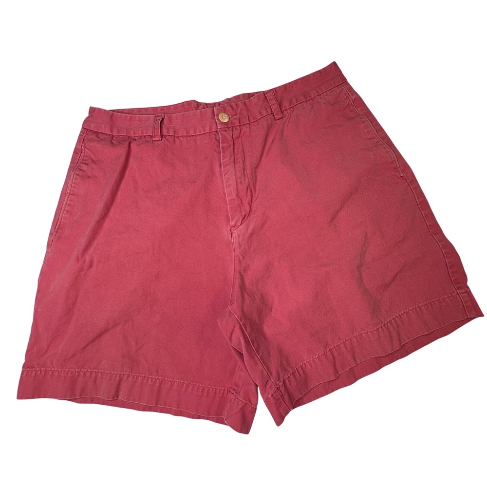 Vineyard Vines Mens Jetty Red Cotton Canvas Chino Shorts 36 Preppy Whale Logo